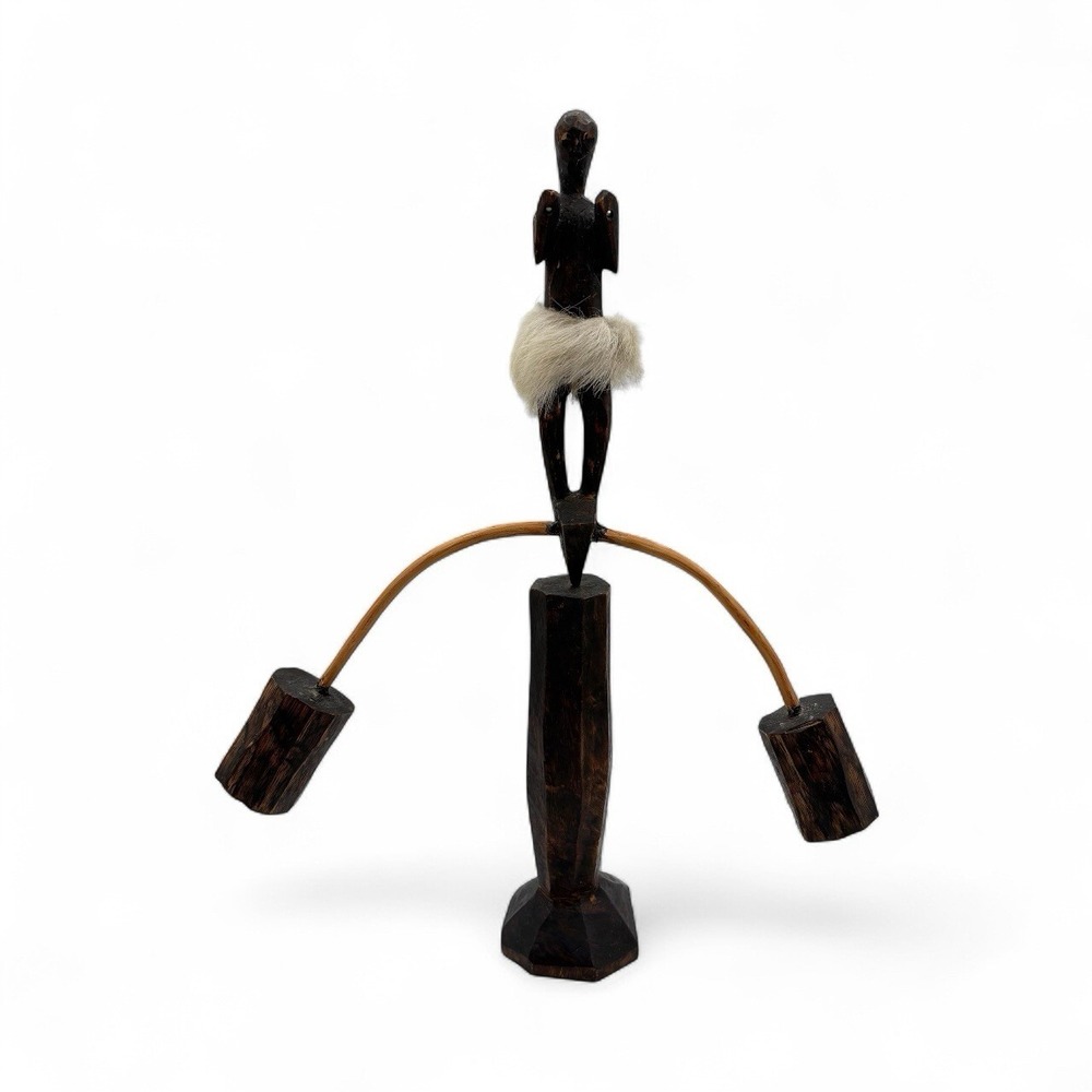 Hand Carved Wooden Balancing Sculpture From Africa